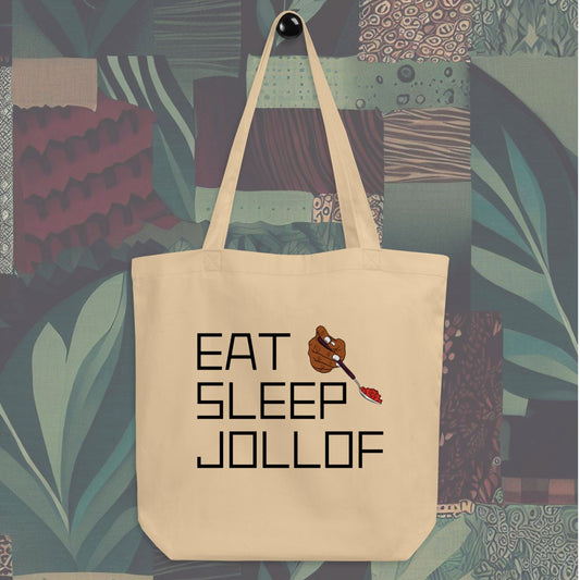 EAT, SLEEP, JOLLOF Tote Bag