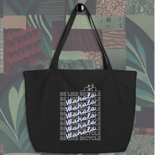 Organic ote bag featuring the phrase 'Wahala Be Like Bicycle.' A fun and unique design perfect for adding a touch of personality to your everyday essentials